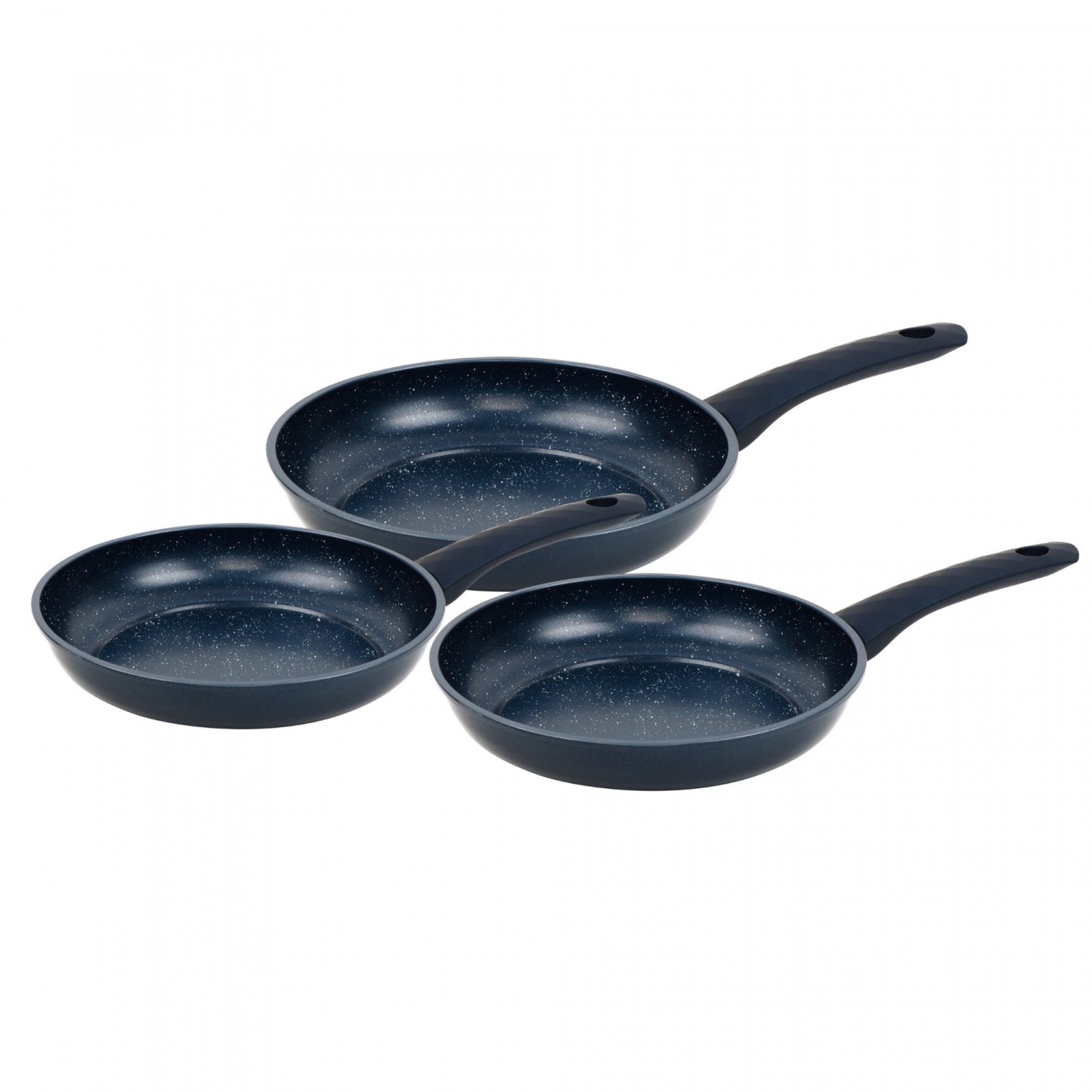 3-Piece Marble Coated Non-Stick Frying Pan Set, Blue