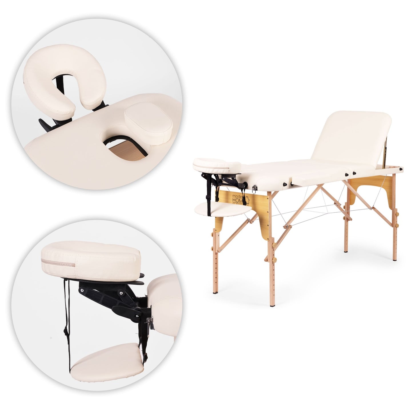 3-Section Foldable Wooden Massage Table with Carry Bag