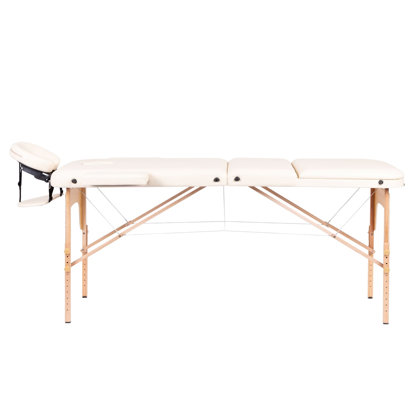 3-Section Foldable Wooden Massage Table with Carry Bag