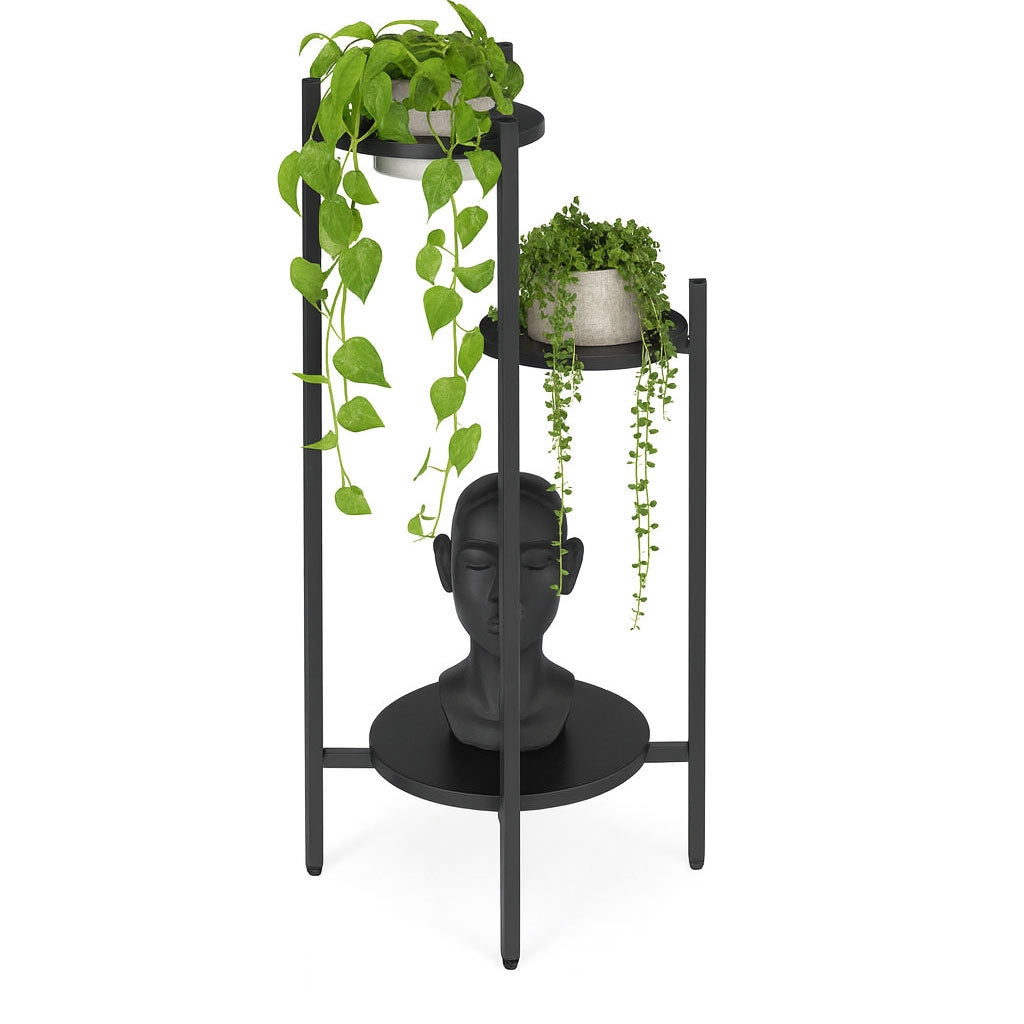 3-Tier Black Metal Plant Stand – Indoor Flower Display