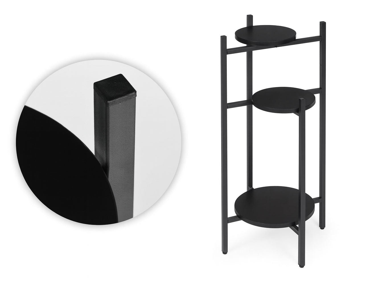 3-Tier Black Metal Plant Stand – Indoor Flower Display