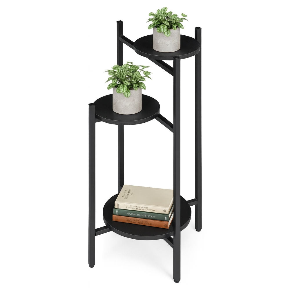 3-Tier Black Metal Plant Stand – Indoor Flower Display