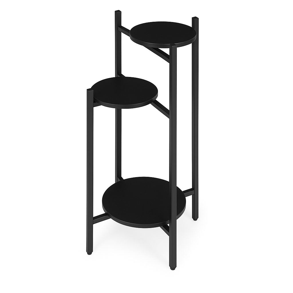 3-Tier Black Metal Plant Stand – Indoor Flower Display