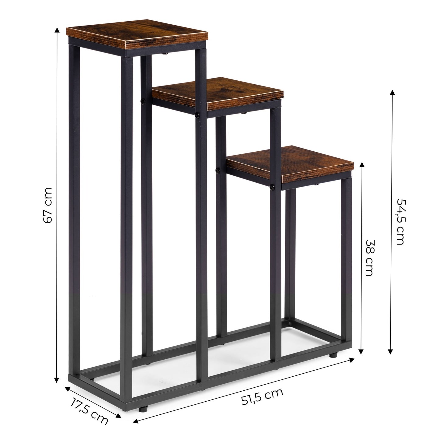 3-Tier Plant Stand – Steel, Chipboard Shelves