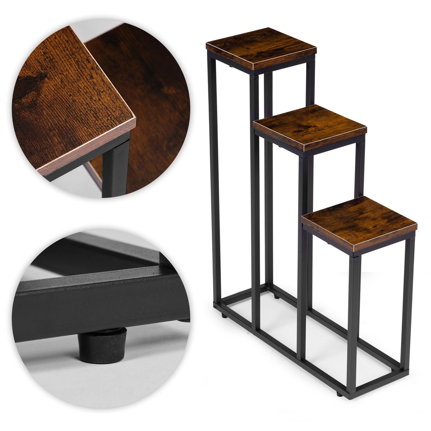 3-Tier Plant Stand – Steel, Chipboard Shelves