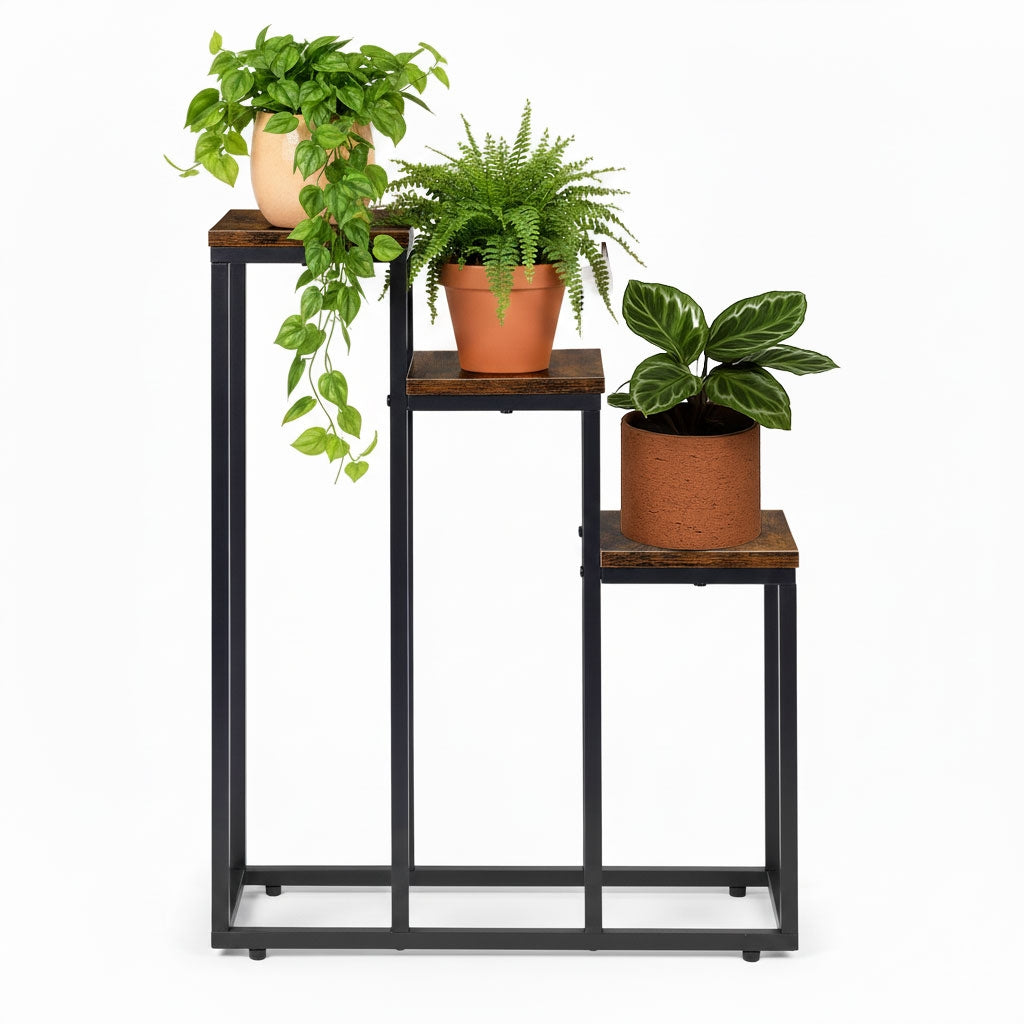 3-Tier Plant Stand – Steel, Chipboard Shelves