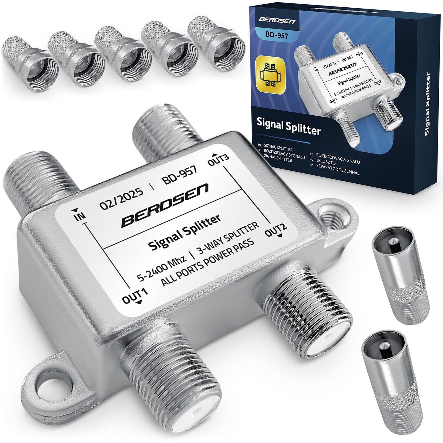 3-Way Passive Antenna Splitter, 5–2400 MHz