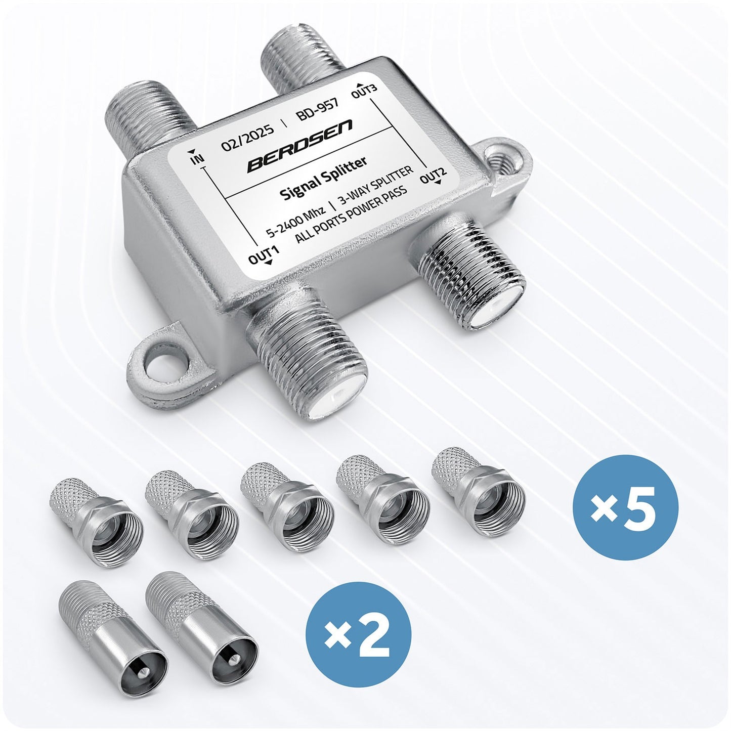 3-Way Passive Antenna Splitter, 5–2400 MHz