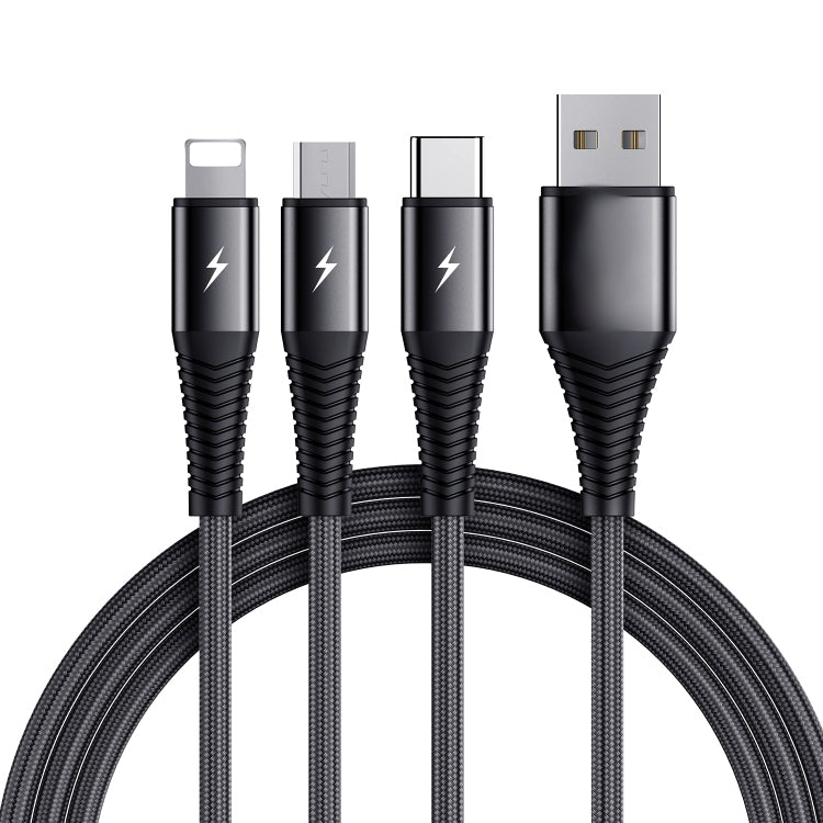 3-in-1 Cable Lightning, USB-C, Micro-USB, 3A, 1.2m - Black