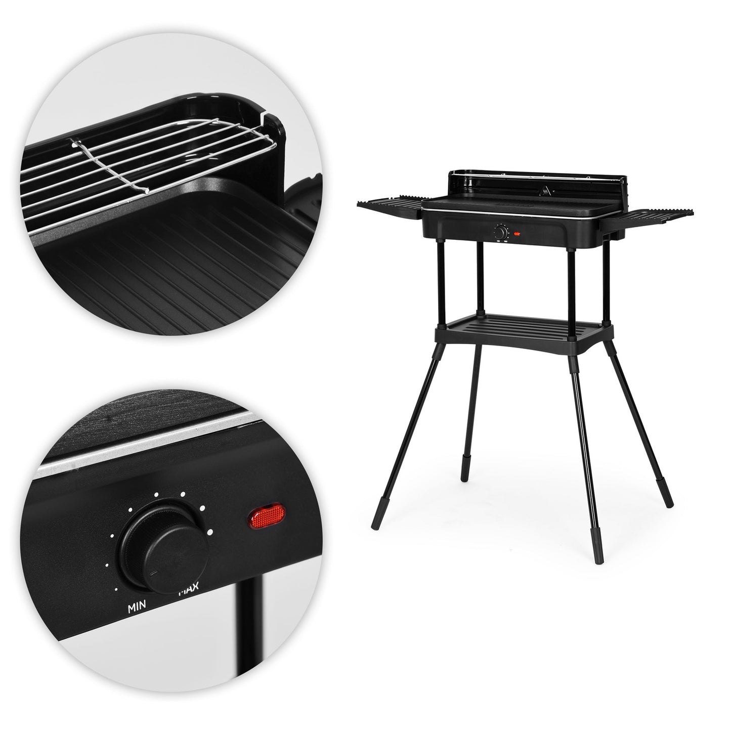 3-in-1 Electric Grill – Standing and Tabletop, Grill Plate, Drip Tray, Thermostat MultiGarden
