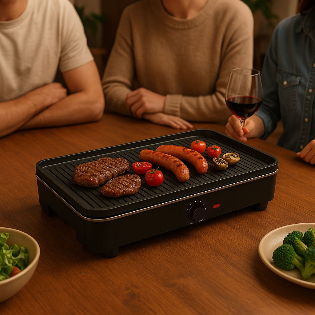 3-in-1 Electric Grill – Standing and Tabletop, Grill Plate, Drip Tray, Thermostat MultiGarden