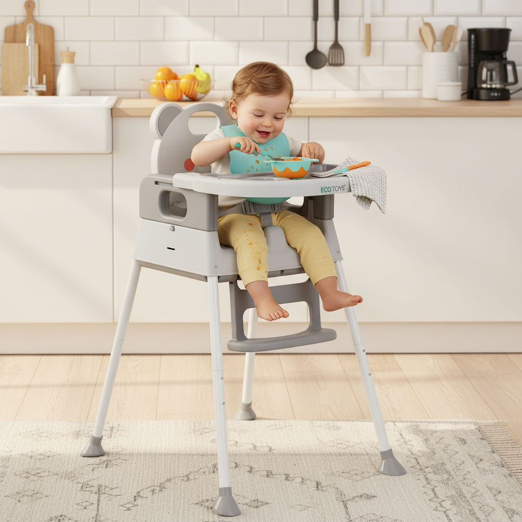 3-in-1 High Chair for Kids, Double Tray, 5-Point Harness