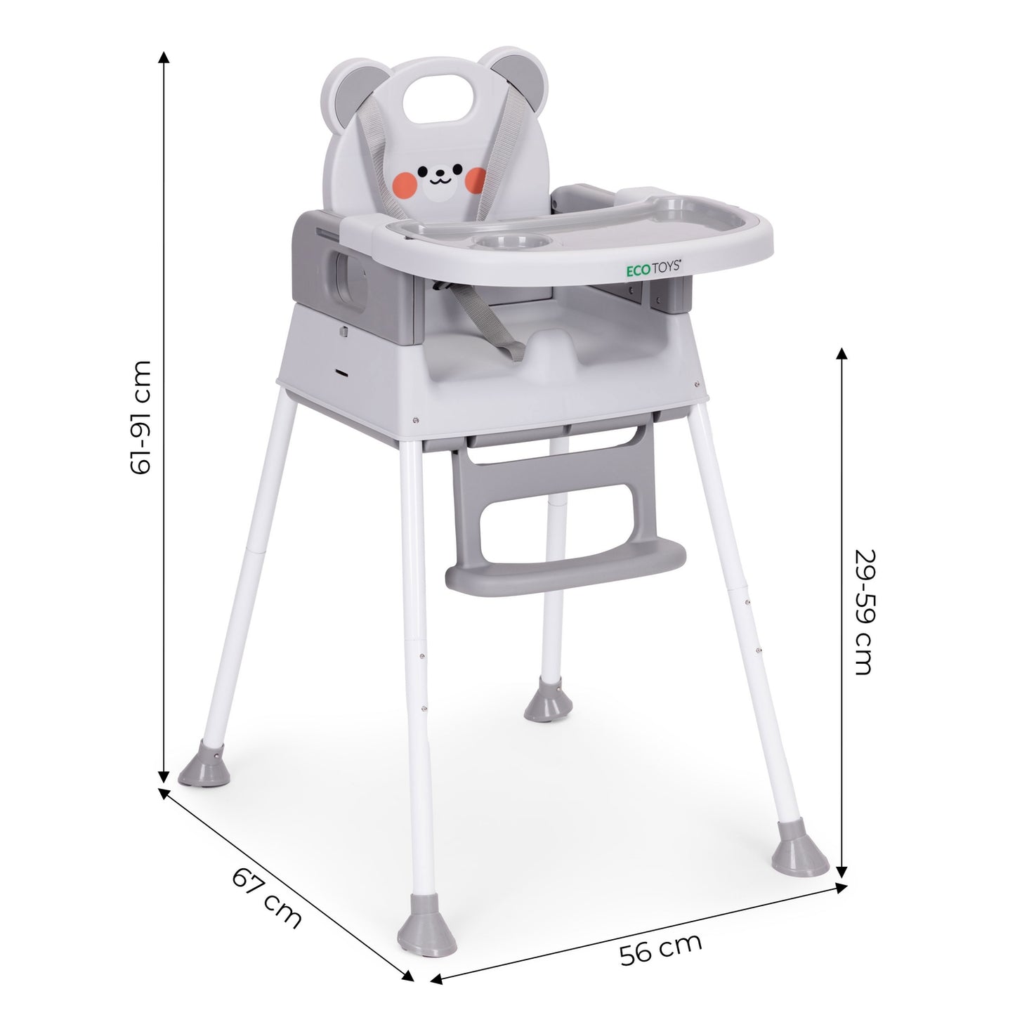 3-in-1 High Chair for Kids, Double Tray, 5-Point Harness