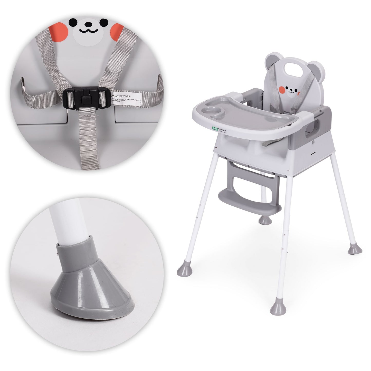 3-in-1 High Chair for Kids, Double Tray, 5-Point Harness