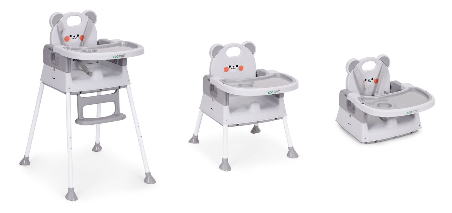 3-in-1 High Chair for Kids, Double Tray, 5-Point Harness