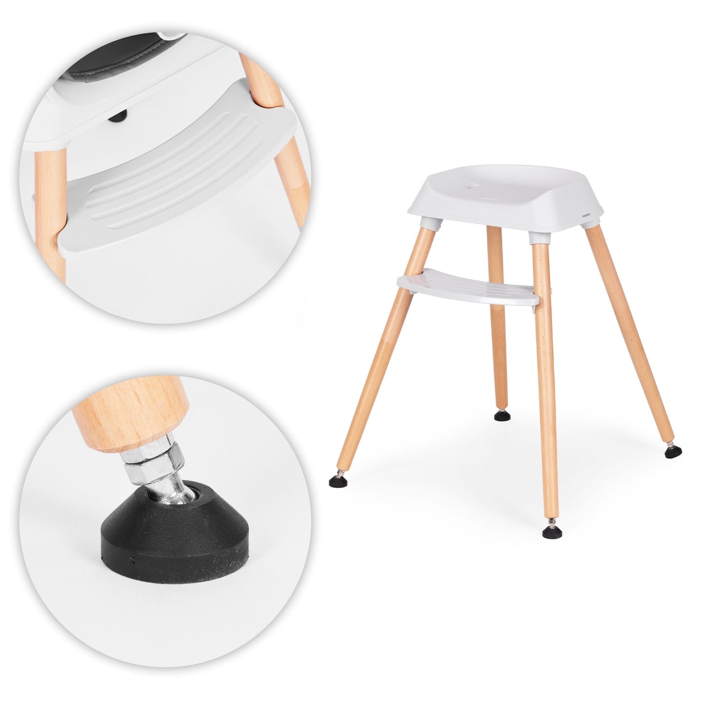 3-in-1 High Chair with Tray, Grey, Eco-Leather
