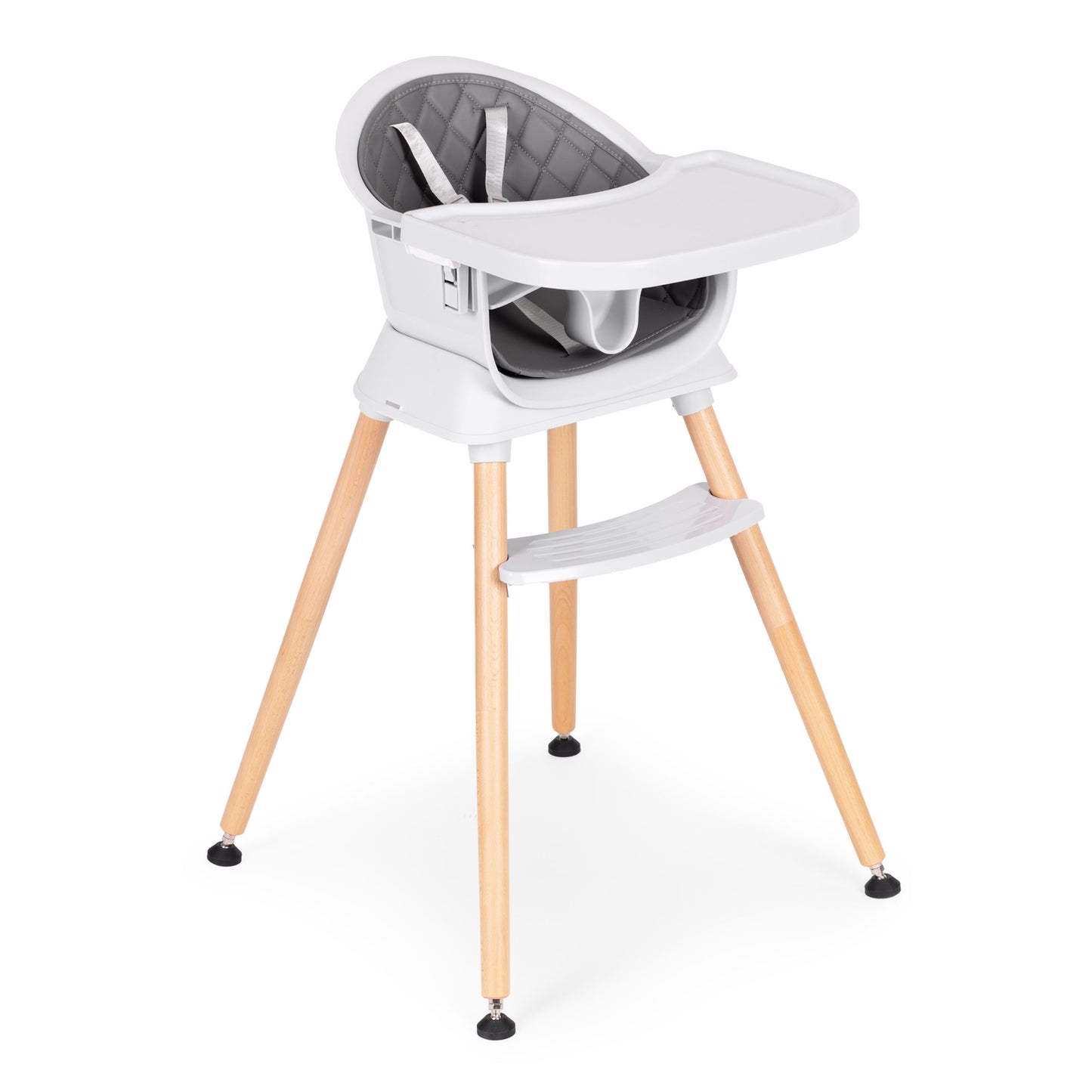 3-in-1 High Chair with Tray, Grey, Eco-Leather