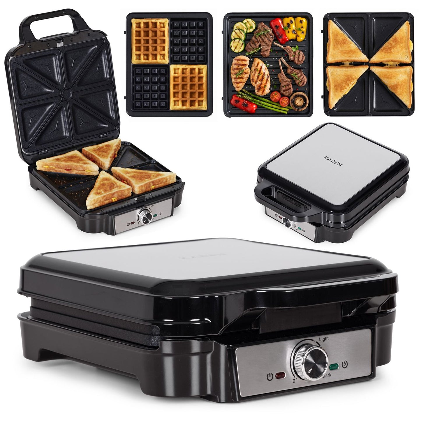 3-in-1 Sandwich, Waffle, Grill Maker – 1200W, Non-Stick