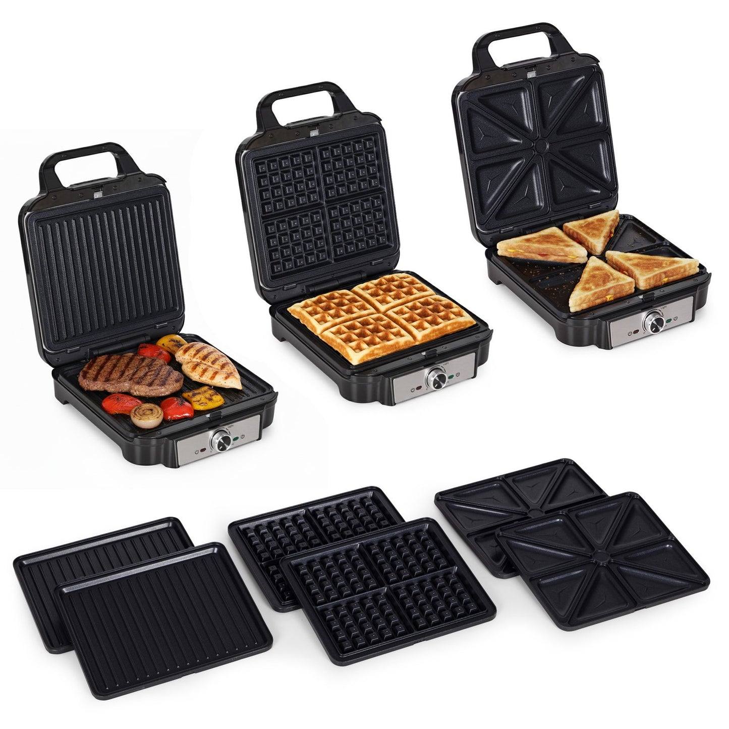 3-in-1 Sandwich, Waffle, Grill Maker – 1200W, Non-Stick