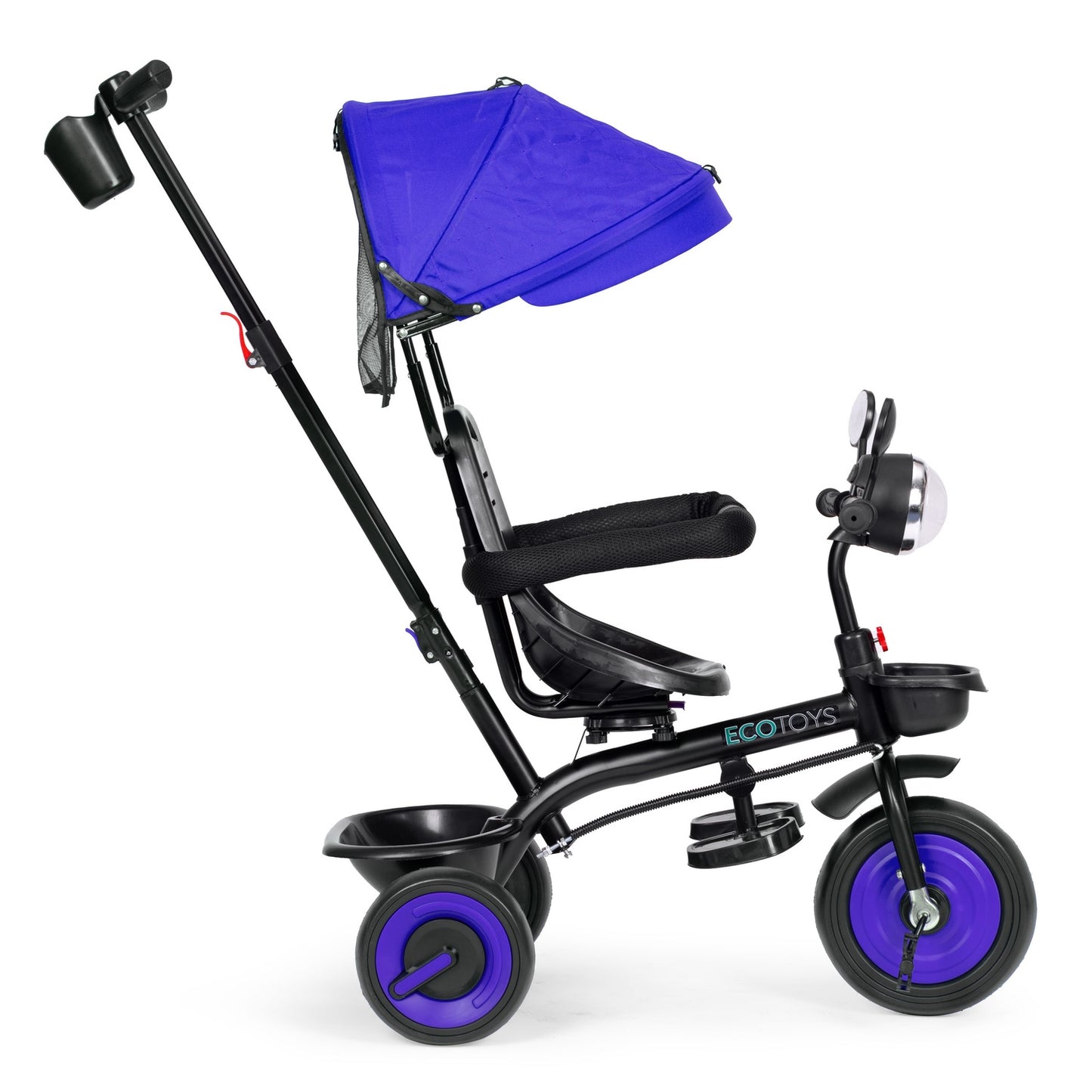 3-in-1 tricycle stroller for children with swivel seat, canopy, blue, ECOTOYS