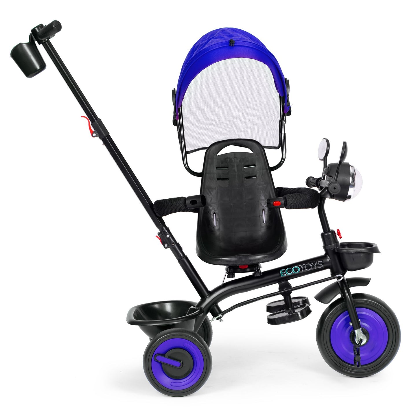 3-in-1 tricycle stroller for children with swivel seat, canopy, blue, ECOTOYS