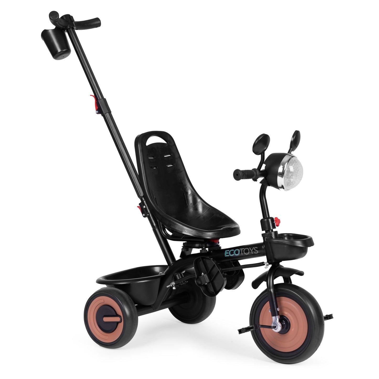 3-in-1 tricycle stroller for children with swivel seat, canopy, brown, ECOTOYS