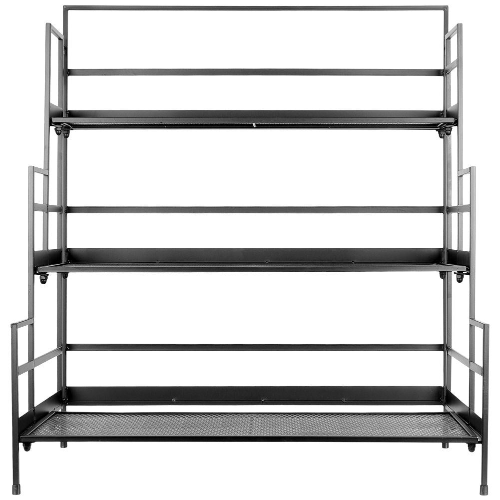 3-level Flower Stand in Black Metal for Indoors & Outdoors