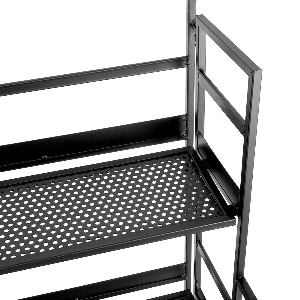 3-level Flower Stand in Black Metal for Indoors & Outdoors