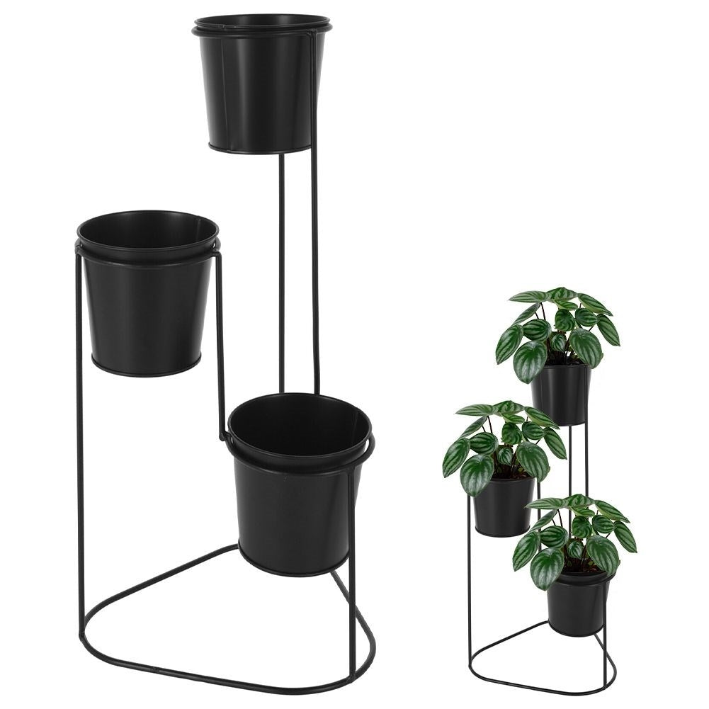 3-level Flower stand in Matt Black for Indoors/Outdoors