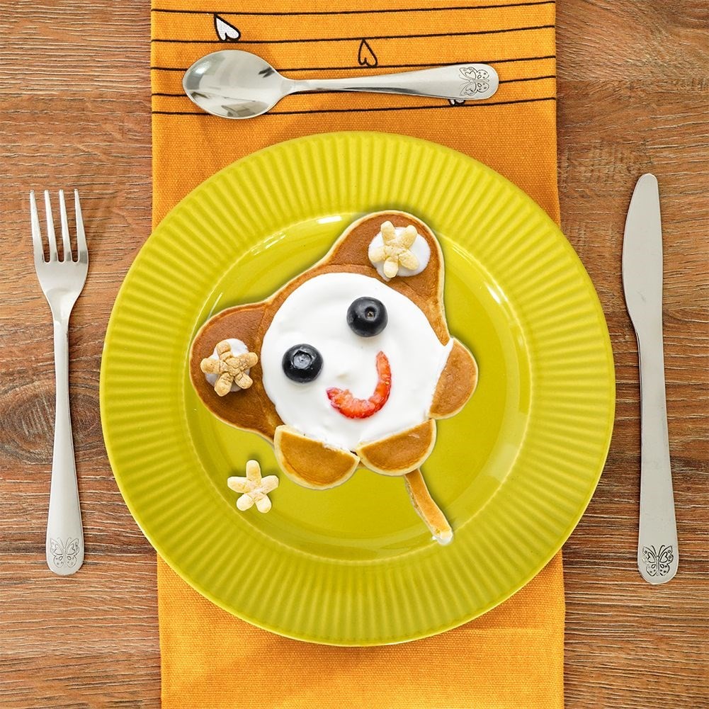 3-piece children's cutlery with butterfly decoration in stainless steel