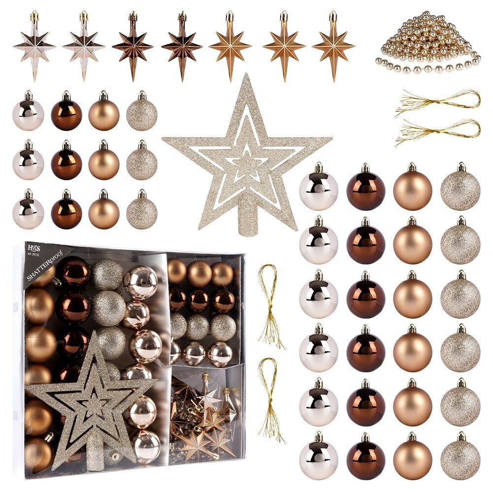 45-piece Set with Unbreakable Christmas Baubles and Star