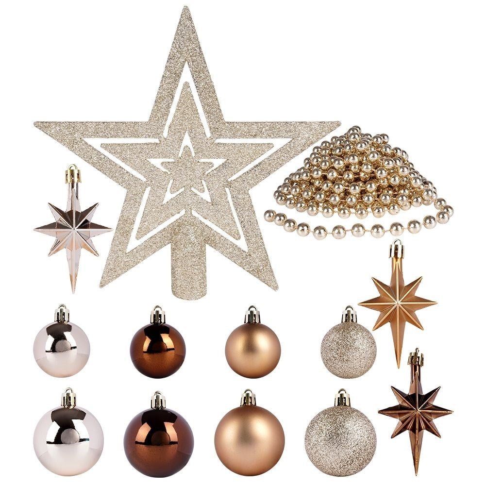 45-piece Set with Unbreakable Christmas Baubles and Star