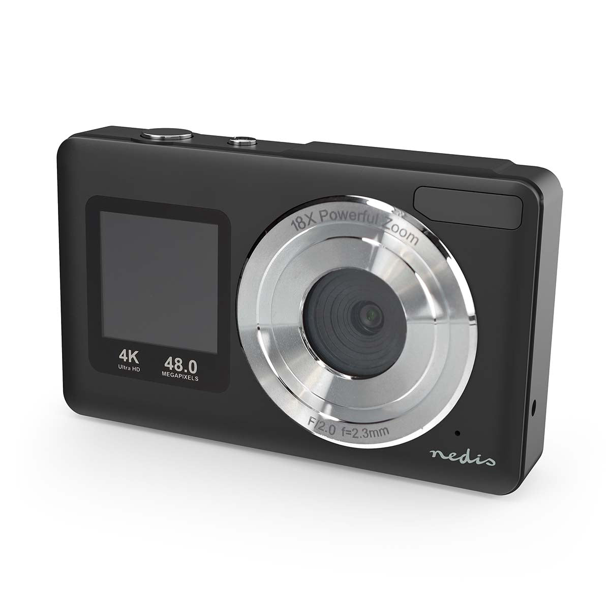 4K Dual Screen Digital Camera, 48MP, 18x Zoom, Black