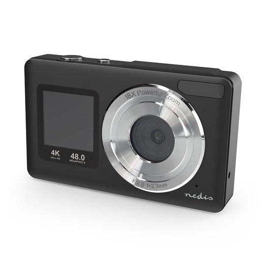 4K Dual Screen Digital Camera, 48MP, 18x Zoom, Black