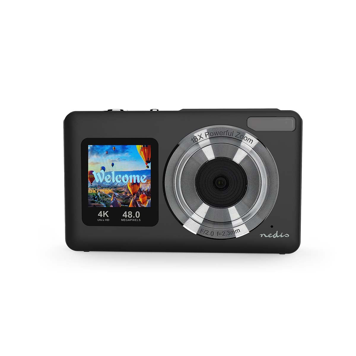 4K Dual Screen Digital Camera, 48MP, 18x Zoom, Black