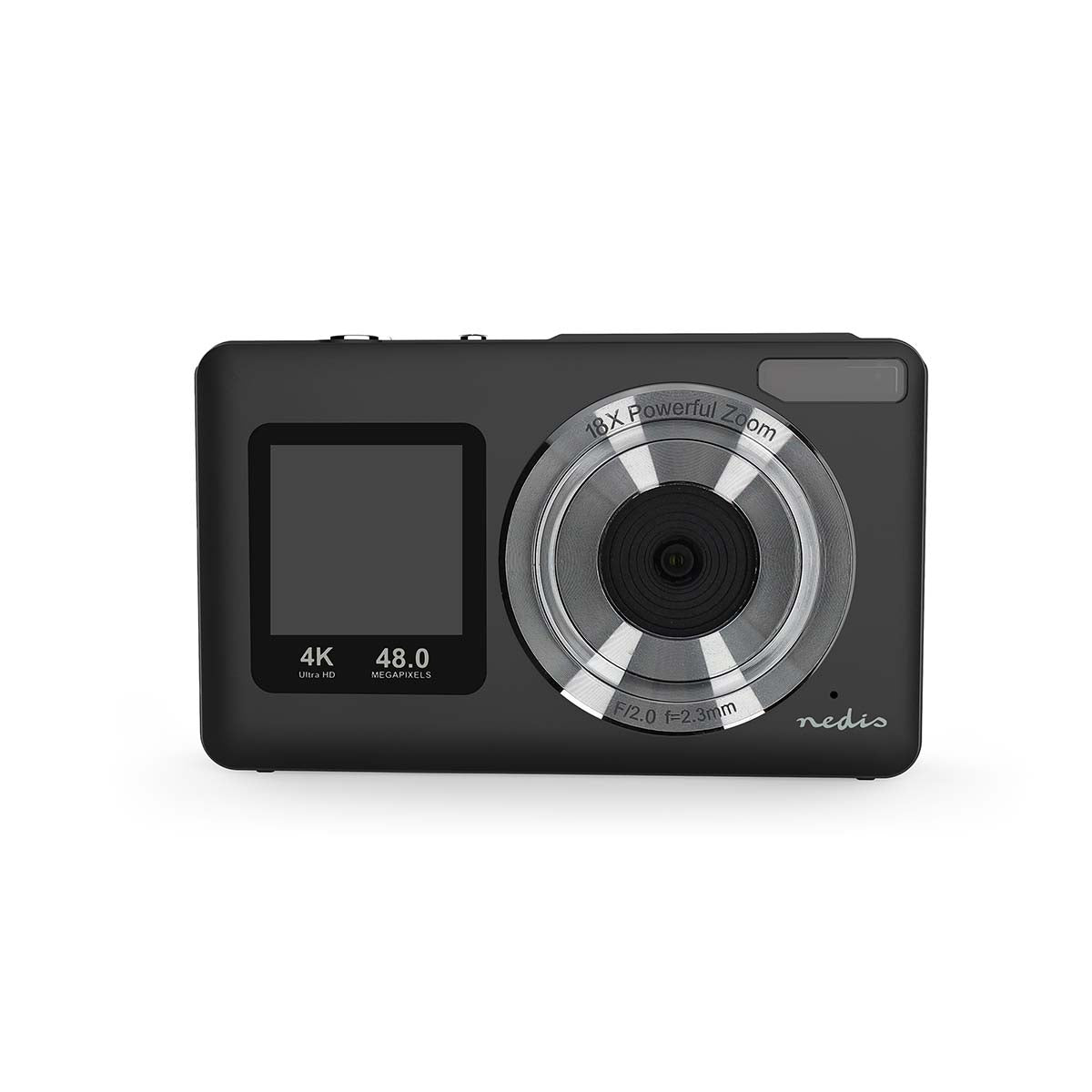 4K Dual Screen Digital Camera, 48MP, 18x Zoom, Black