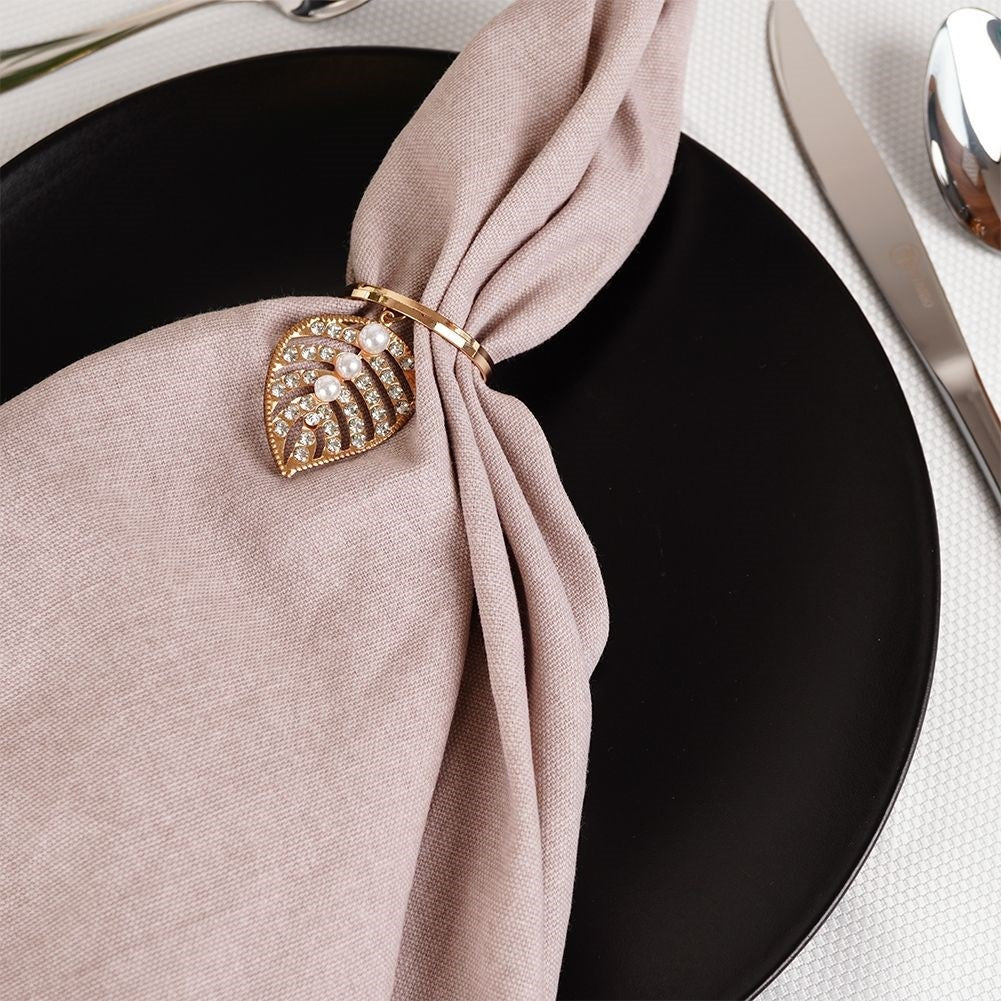 4 Napkin Rings 4 cm in Gold with Strass & Pearls