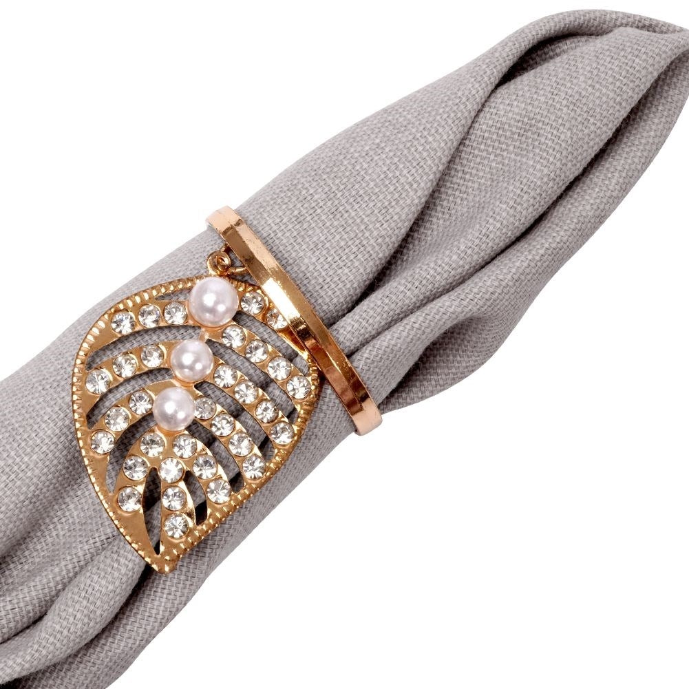 4 Napkin Rings 4 cm in Gold with Strass & Pearls
