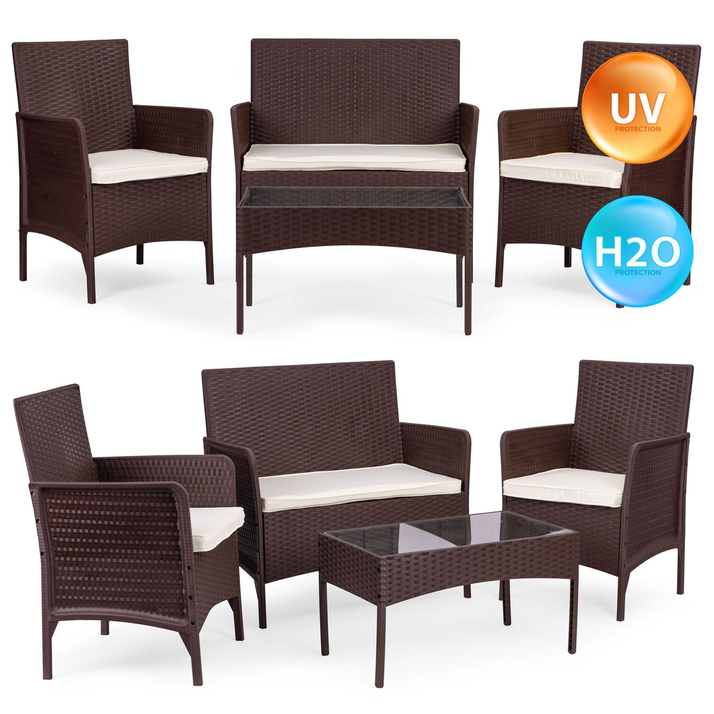 4-Person Garden Furniture Set with Table and Bench