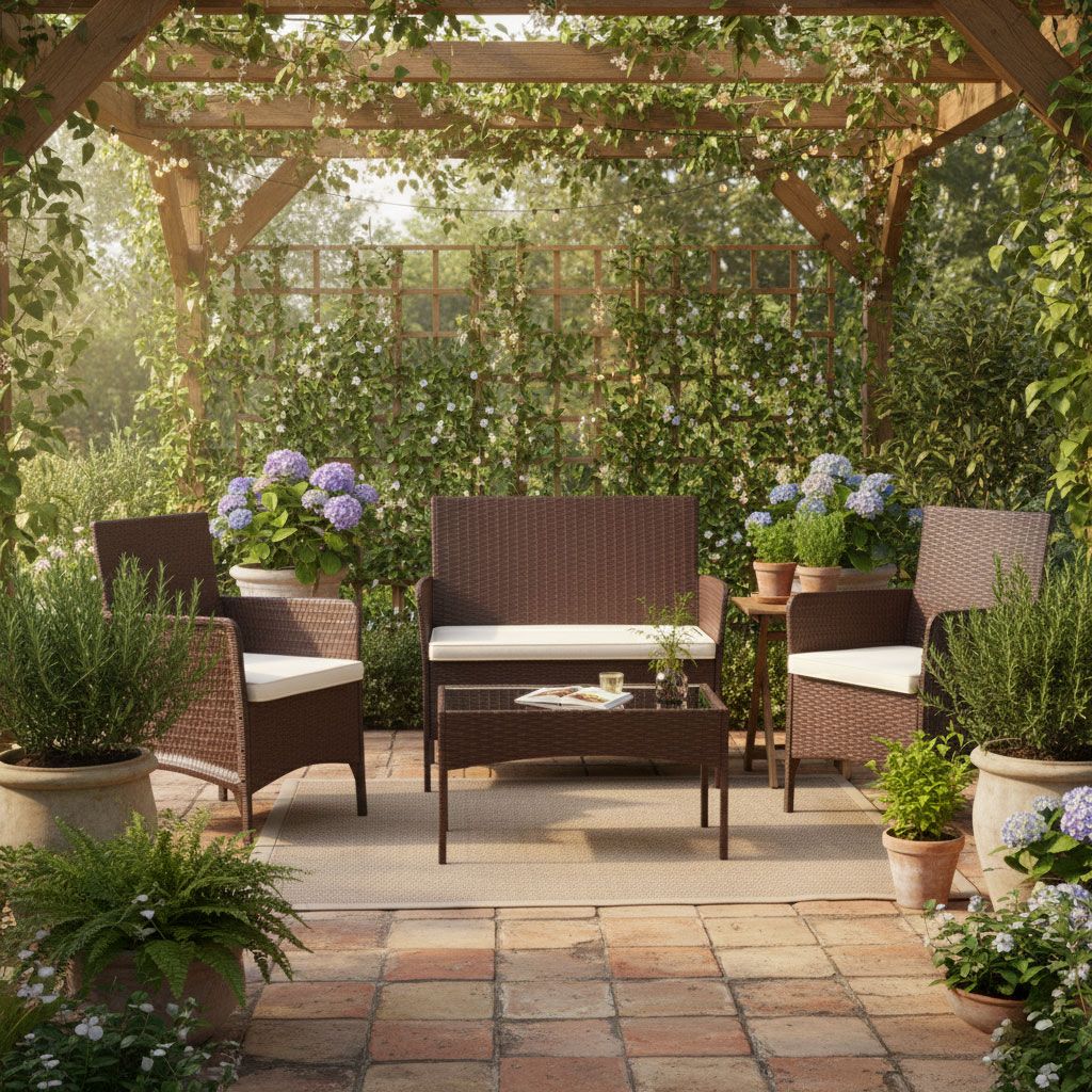 4-Person Garden Furniture Set with Table and Bench