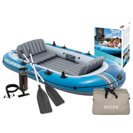 4-Person Inflatable Boat with Pump, Oars, and Bag