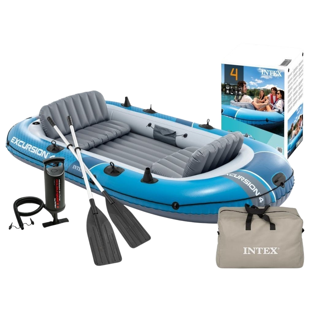 4-Person Inflatable Boat with Pump, Oars, and Bag