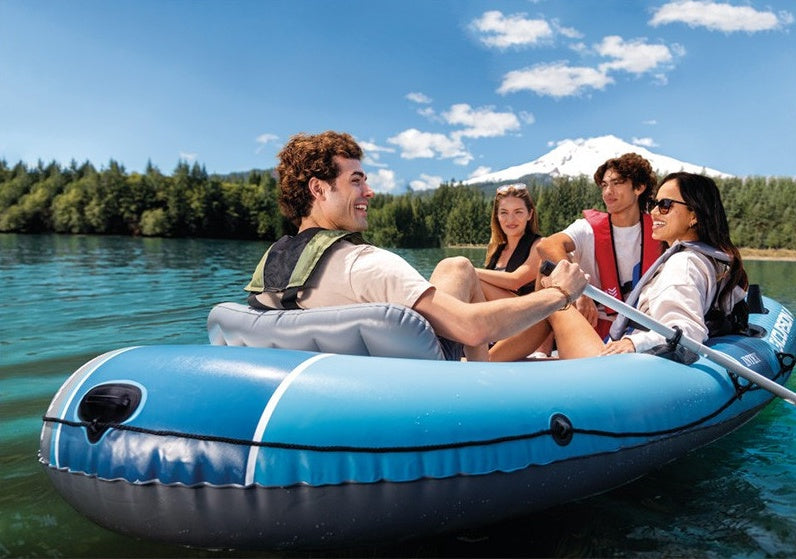 4-Person Inflatable Boat with Pump, Oars, and Bag