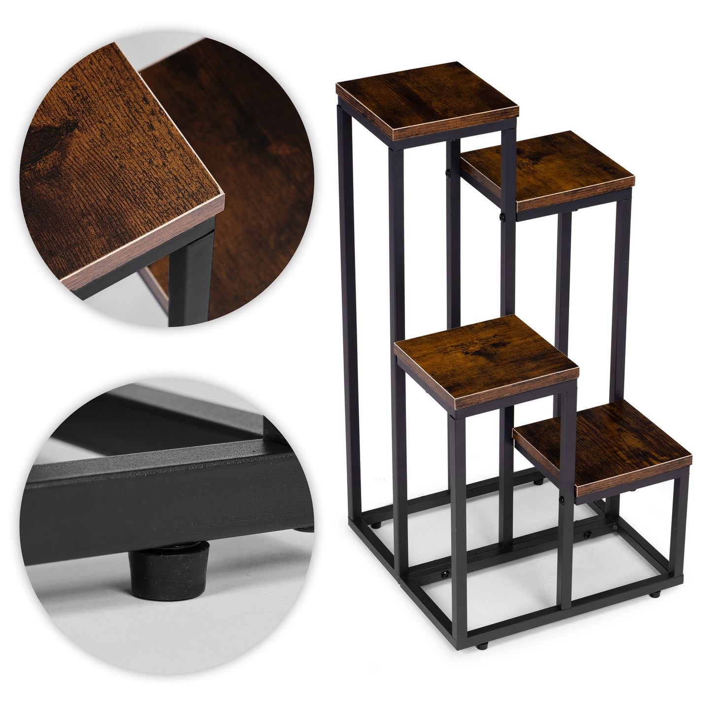 4-Shelf Loft-Style Plant Stand, Steel and Chipboard