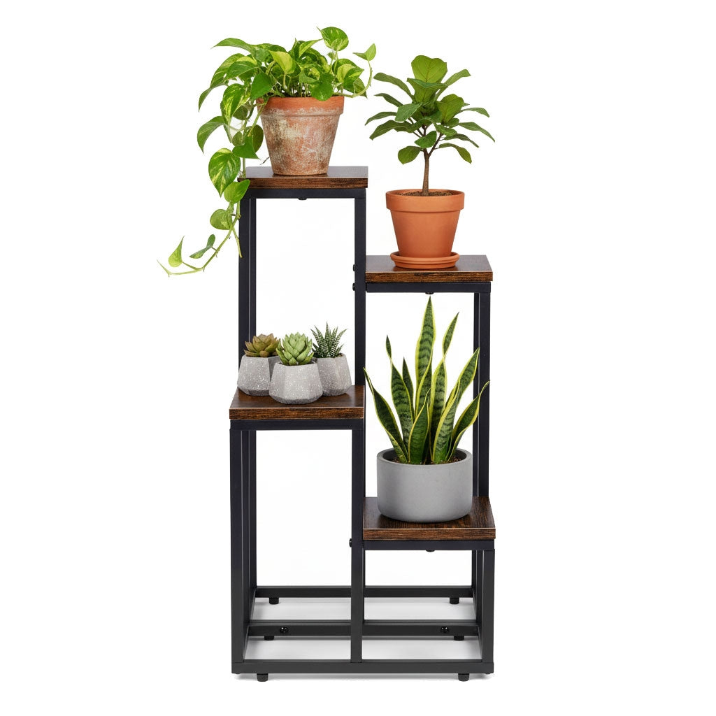 4-Shelf Loft-Style Plant Stand, Steel and Chipboard