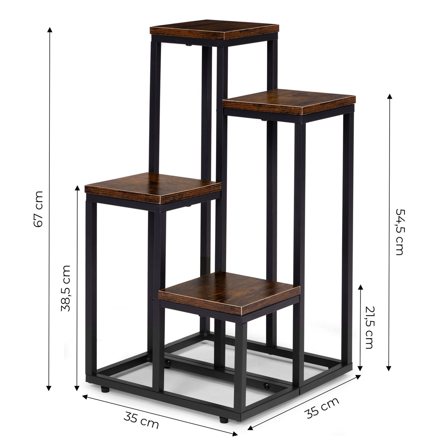 4-Shelf Loft-Style Plant Stand, Steel and Chipboard