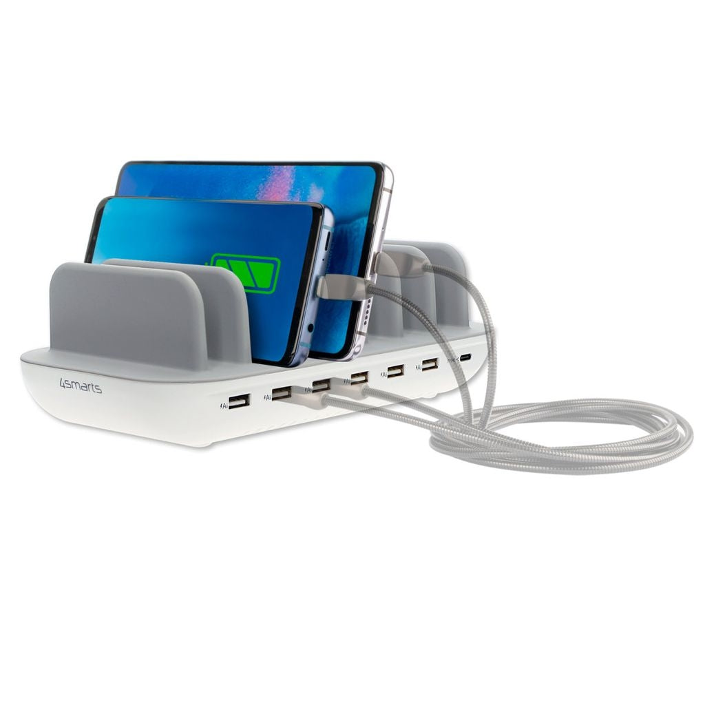 4Smarts Charging Station Office 60W, 6x USB-A, 1x USB-C - White