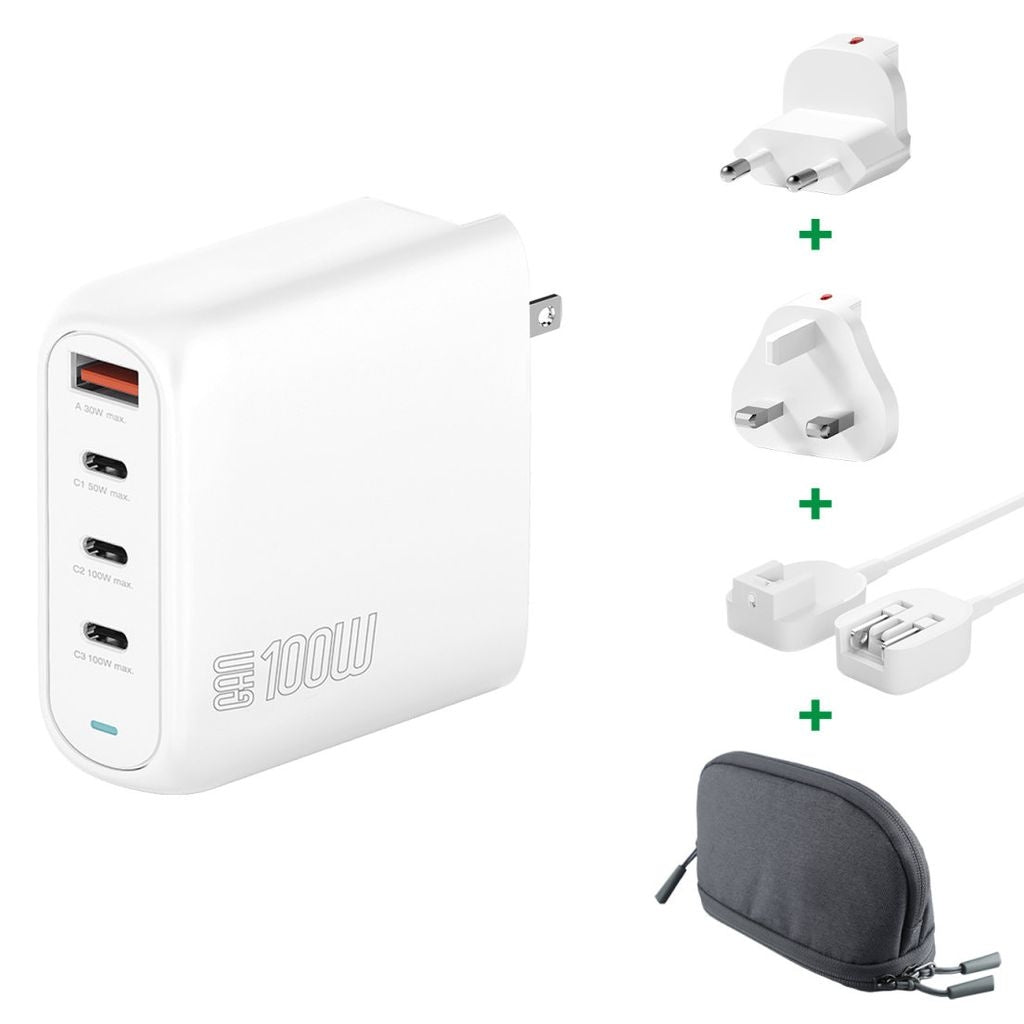 4Smarts GaN Flex Pro Wall Charger 3x USB-C/1x USB-A 100W, Travel Adapter - White