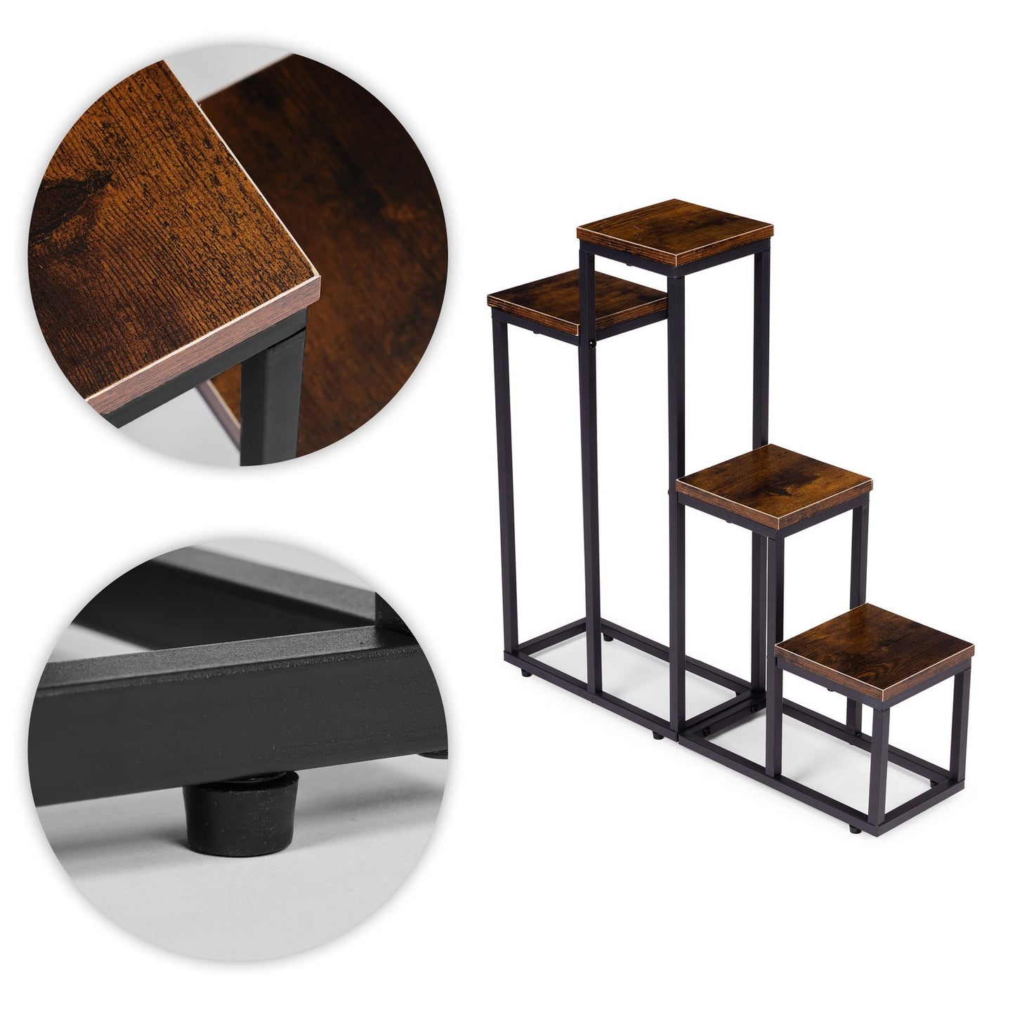 4-Tier Steel Plant Stand with Chipboard Shelves