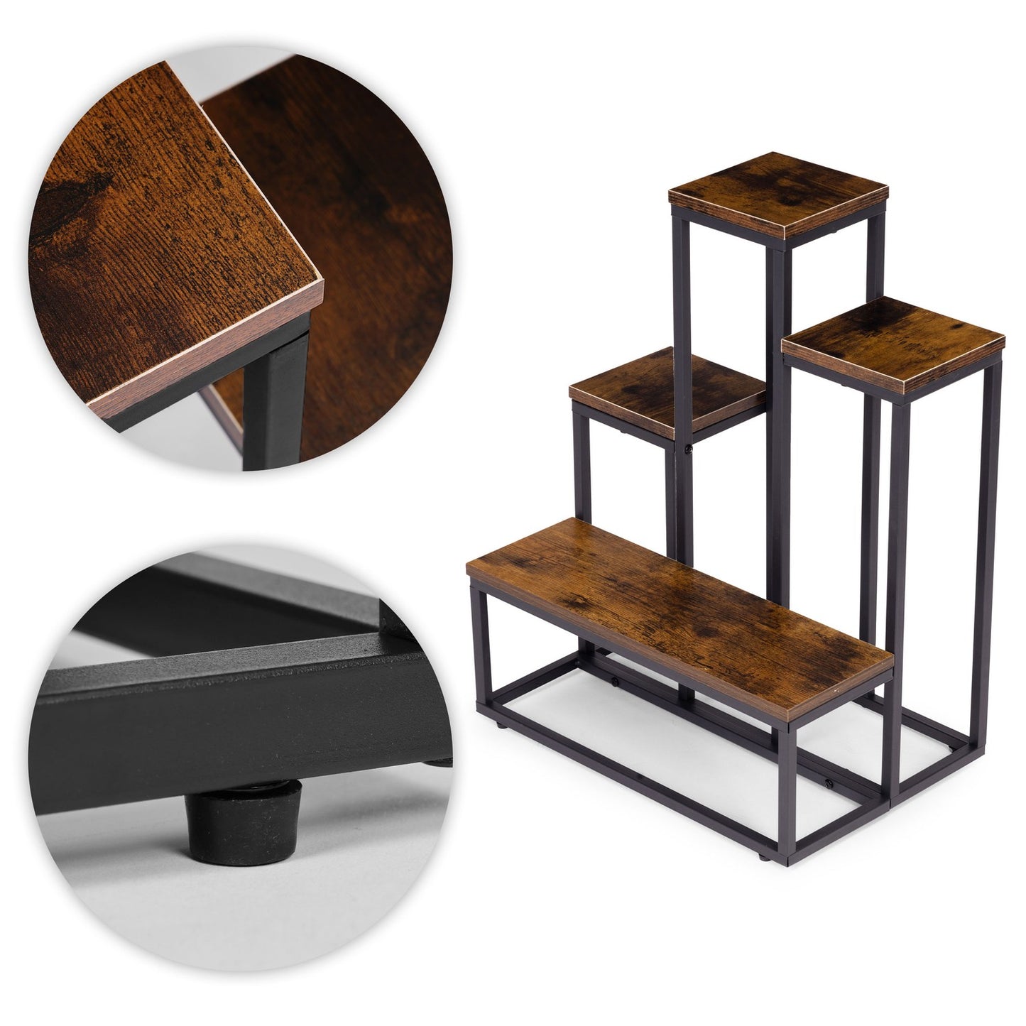 4-Tier Steel Plant Stand with Chipboard Shelves